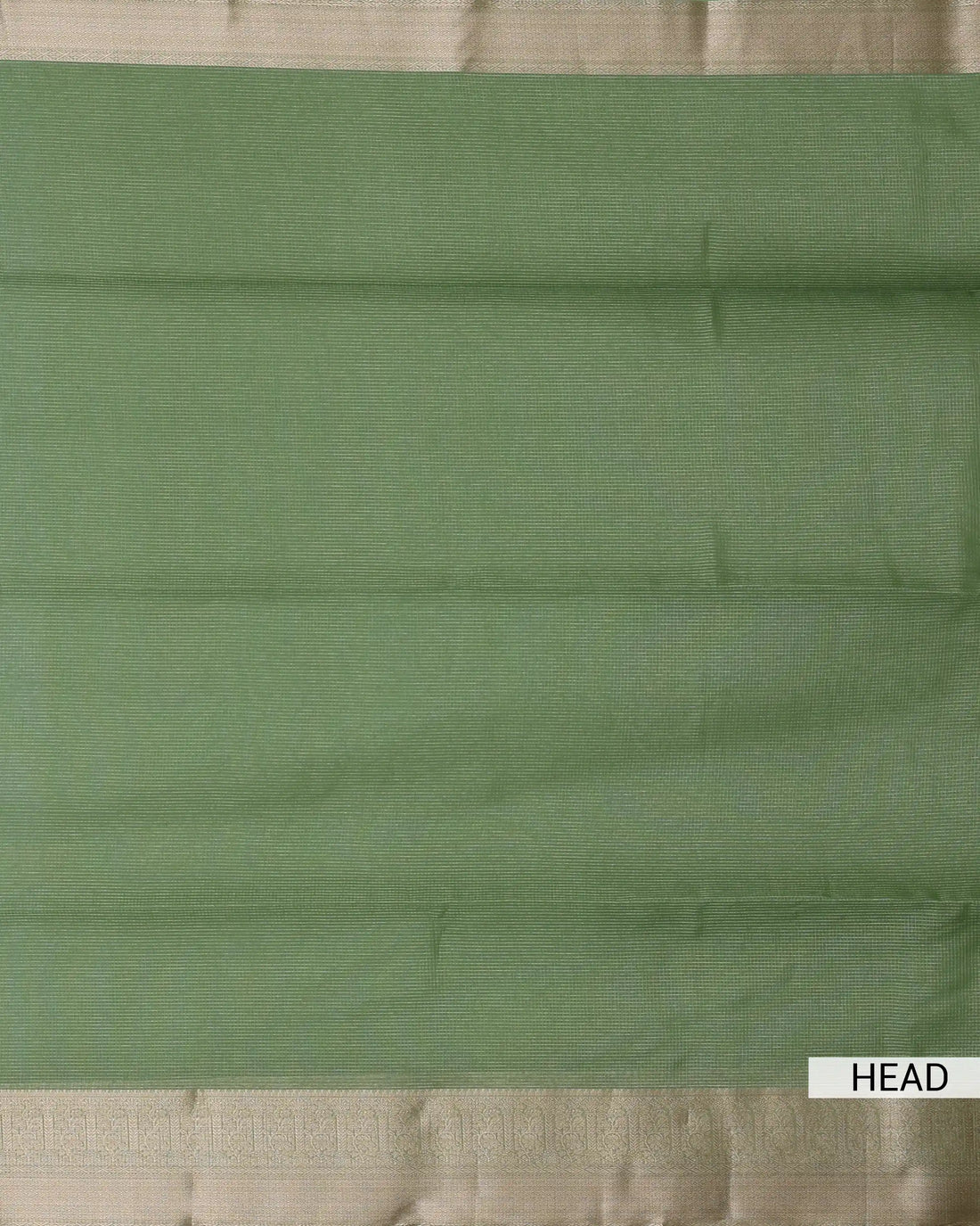Semi Tissue Saree with Checked Body Zari Border and Striped Pallu - Green