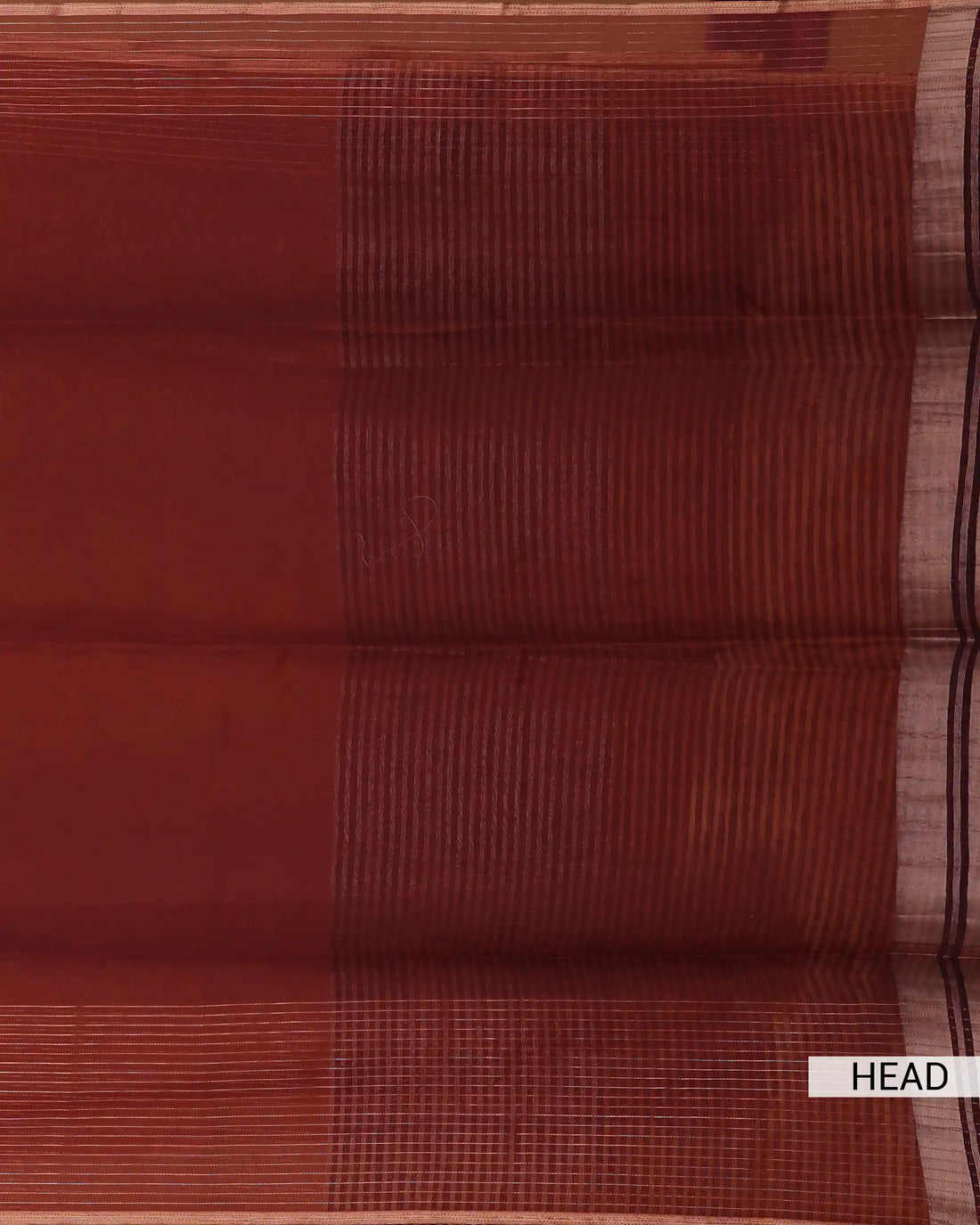 Semi Tissue Saree with Striped Texture Woven Border and Elegant Pallu -  Rust Red