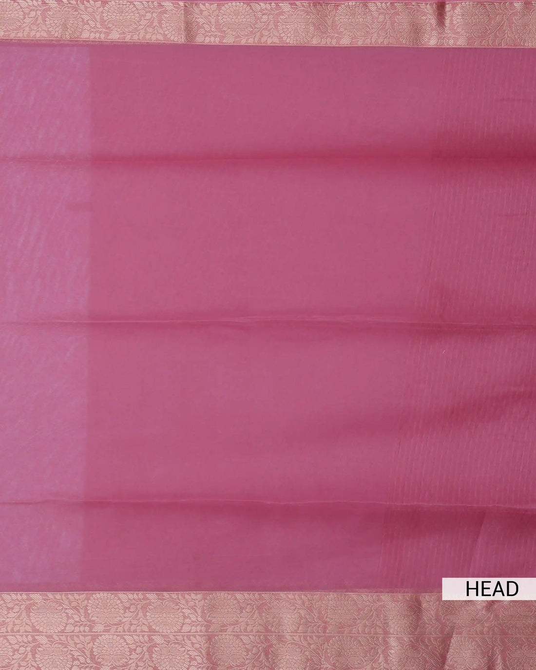 Semi Tissue Saree with Intricate Floral Zari Border and Woven Contrast Striped Tissue Pallu - Pink