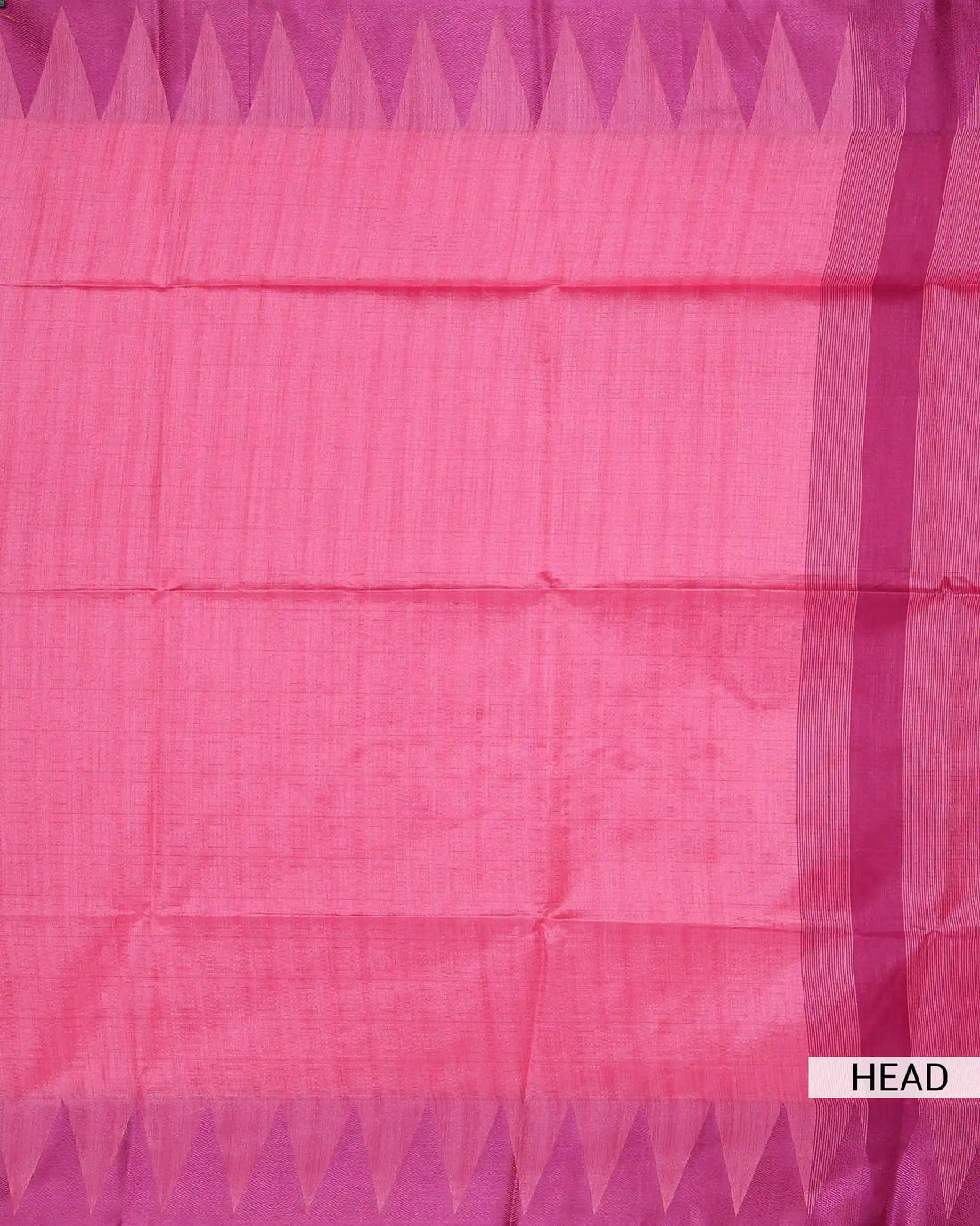 Raw Silk Saree with Magenta Temple Border and Striped Body Design - Pink