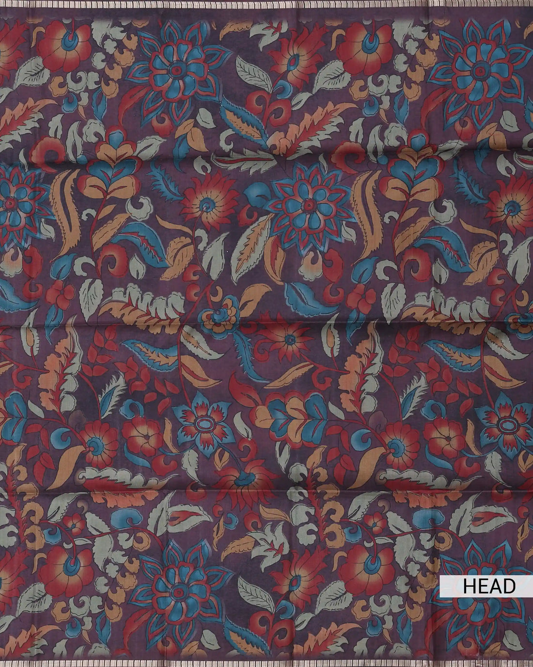 Semi Tussar Saree with Floral Kalamkari Woven Design Traditional Motifs Intricate Border - Brown