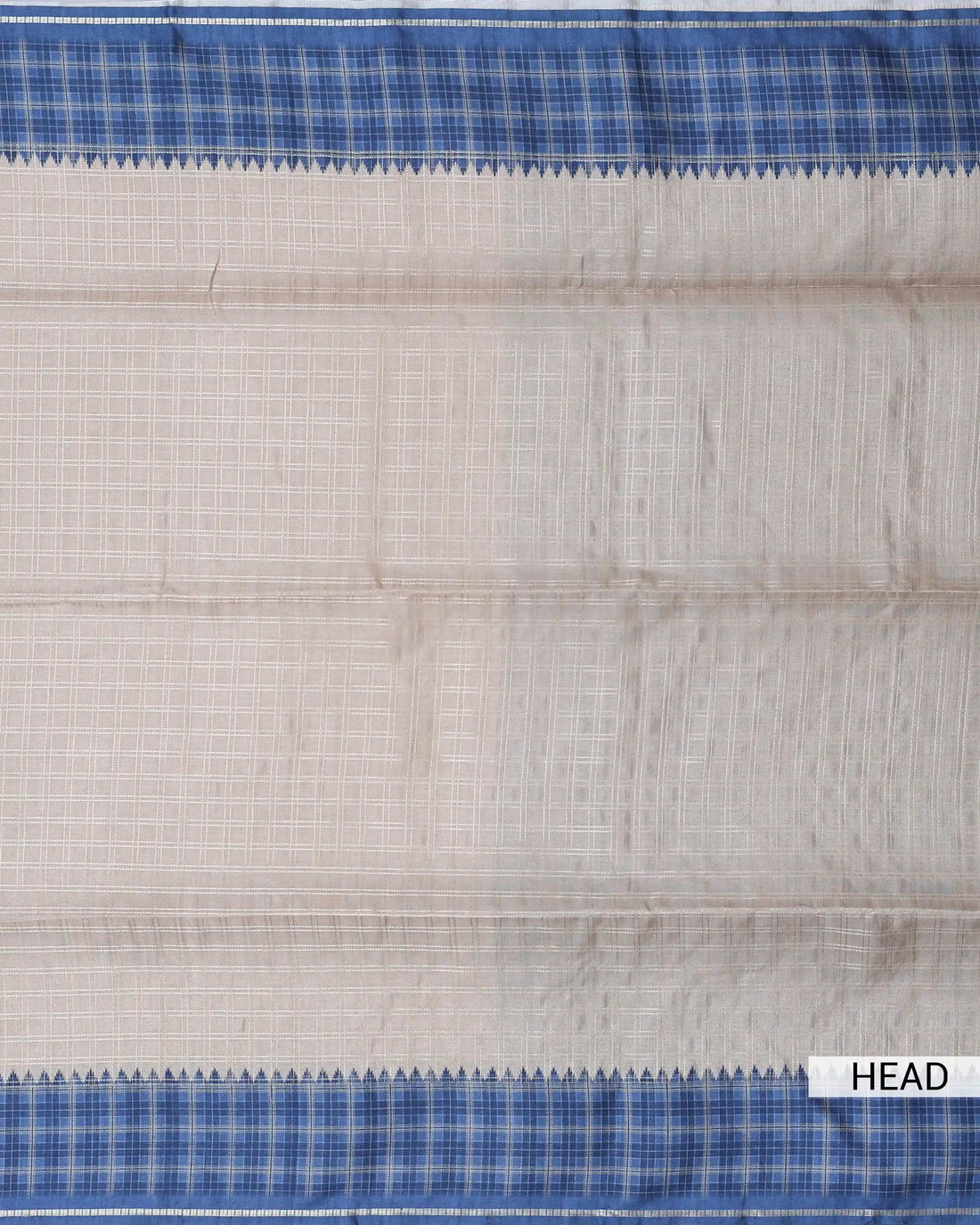 Semi Tussar Saree with Checkered Weave Intricate Contrast Border and Traditional Woven Pallu - Blue