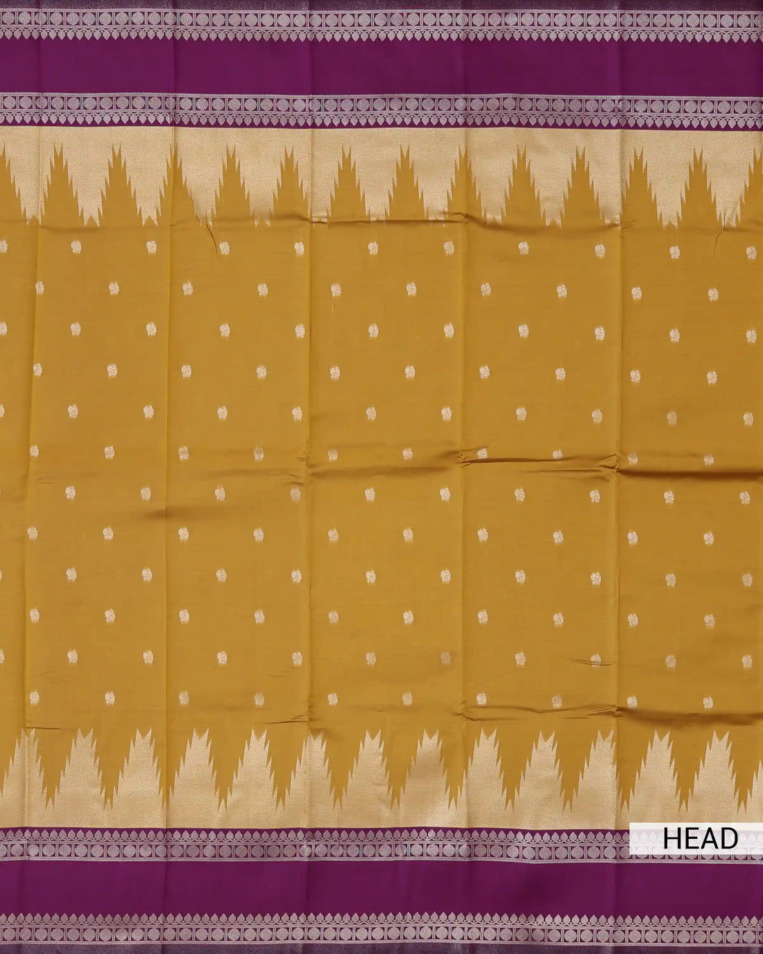 Semi Soft Silk Saree with Cream Butta and Purple Woven Border & Pallu - Yellow