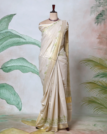 Kerala Kasavu Cotton Saree for Women | Onam Festival Wear, Family Function, Temple Visit | Jeyachandran