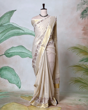 Kerala Kasavu Cotton Saree for Women | Onam Festival Wear, Family Function, Temple Visit | Jeyachandran