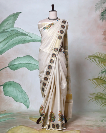 Kerala Kasavu Cotton Saree for Women | Onam Festival Wear, Family Function, Temple Visit | Jeyachandran