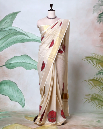 Kerala Kasavu Cotton Saree for Women | Onam Festival Wear, Family Function, Temple Visit | Jeyachandran
