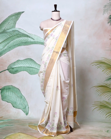 Kerala Kasavu Cotton Saree for Women | Onam Festival Wear, Family Function, Temple Visit | Jeyachandran