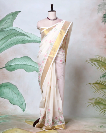 Kerala Kasavu Cotton Saree for Women | Onam Festival Wear, Family Function, Temple Visit | Jeyachandran