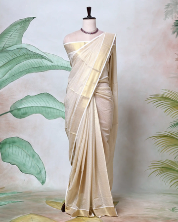 Kerala Kasavu Cotton Saree for Women | Onam Festival Wear, Family Function, Temple Visit | Jeyachandran