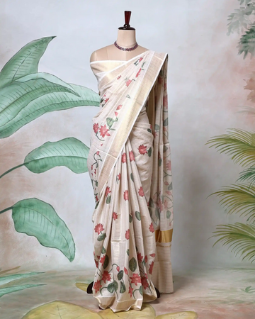 Kerala Kasavu Cotton Saree for Women | Onam Festival Wear, Family Function, Temple Visit | Jeyachandran