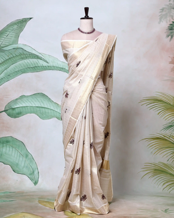Kerala Kasavu Cotton Saree for Women | Onam Festival Wear, Family Function, Temple Visit | Jeyachandran