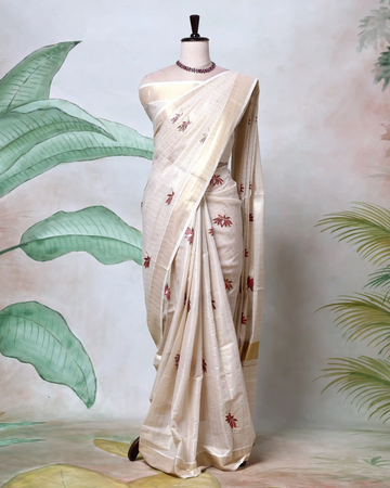 Kerala Kasavu Cotton Saree for Women | Onam Festival Wear, Family Function, Temple Visit | Jeyachandran