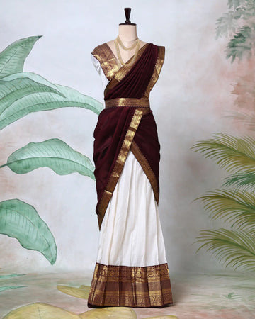 Cotton Semi Stitched Dhavani Set For Women | Festive Wear & Traditional Collection | Jeyachandran