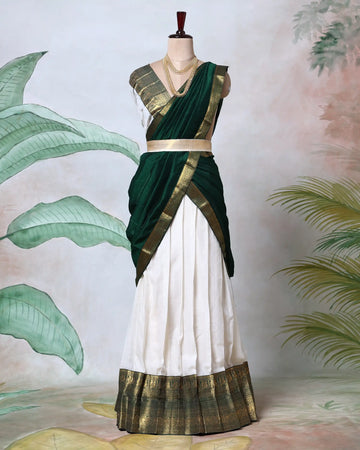 Cotton Semi Stitched Dhavani Set For Women | Festive Wear & Traditional Collection | Jeyachandran