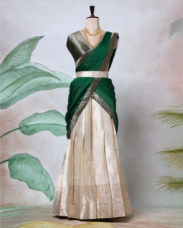 Cotton Semi Stitched Dhavani Set For Women | Festive Wear & Traditional Collection | Jeyachandran