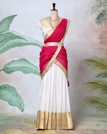 Cotton Semi Stitched Dhavani Set For Women | Festive Wear & Traditional Collection | Jeyachandran