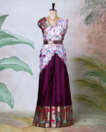 Cotton Semi Stitched Dhavani Set For Women | Festive Wear & Traditional Collection | Jeyachandran