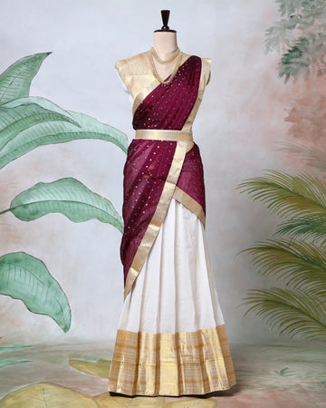 Cotton Semi Stitched Dhavani Set For Women | Festive Wear & Traditional Collection | Jeyachandran
