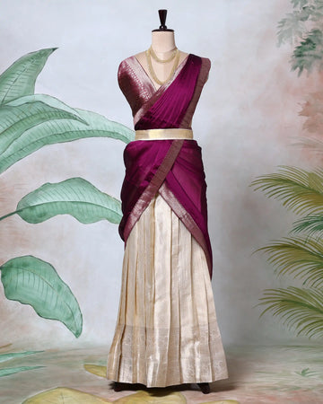 Cotton Semi Stitched Dhavani Set For Women | Festive Wear & Traditional Collection | Jeyachandran
