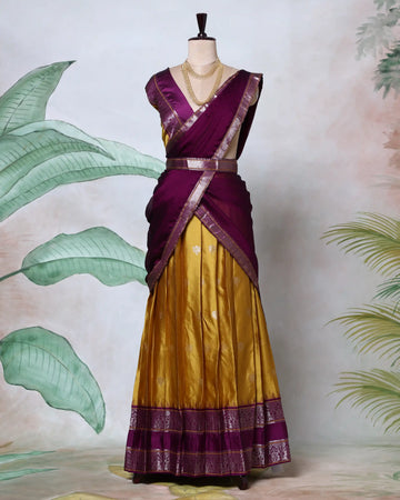 Cotton Semi Stitched Dhavani Set For Women | Festive Wear & Traditional Collection | Jeyachandran