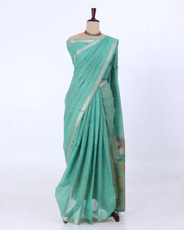 Elegant Paithani Silk Saree For Women | Office Wear Saree & Teen Collection Saree | Jeyachandran - Aqua Green