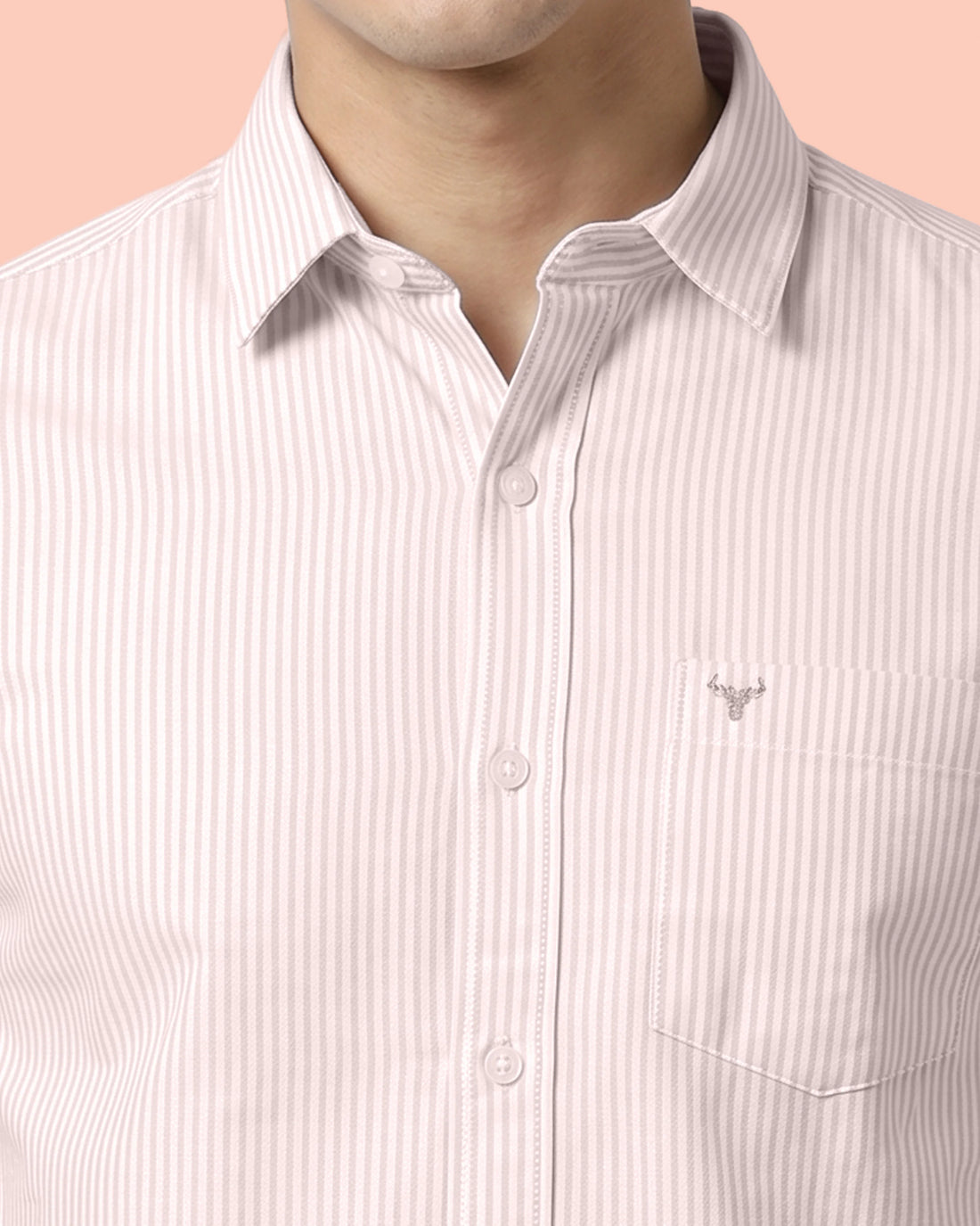Nativebull Men’s Slim Fit Button Down Collared Full Sleeve Striped Cotton Shirt - Beige