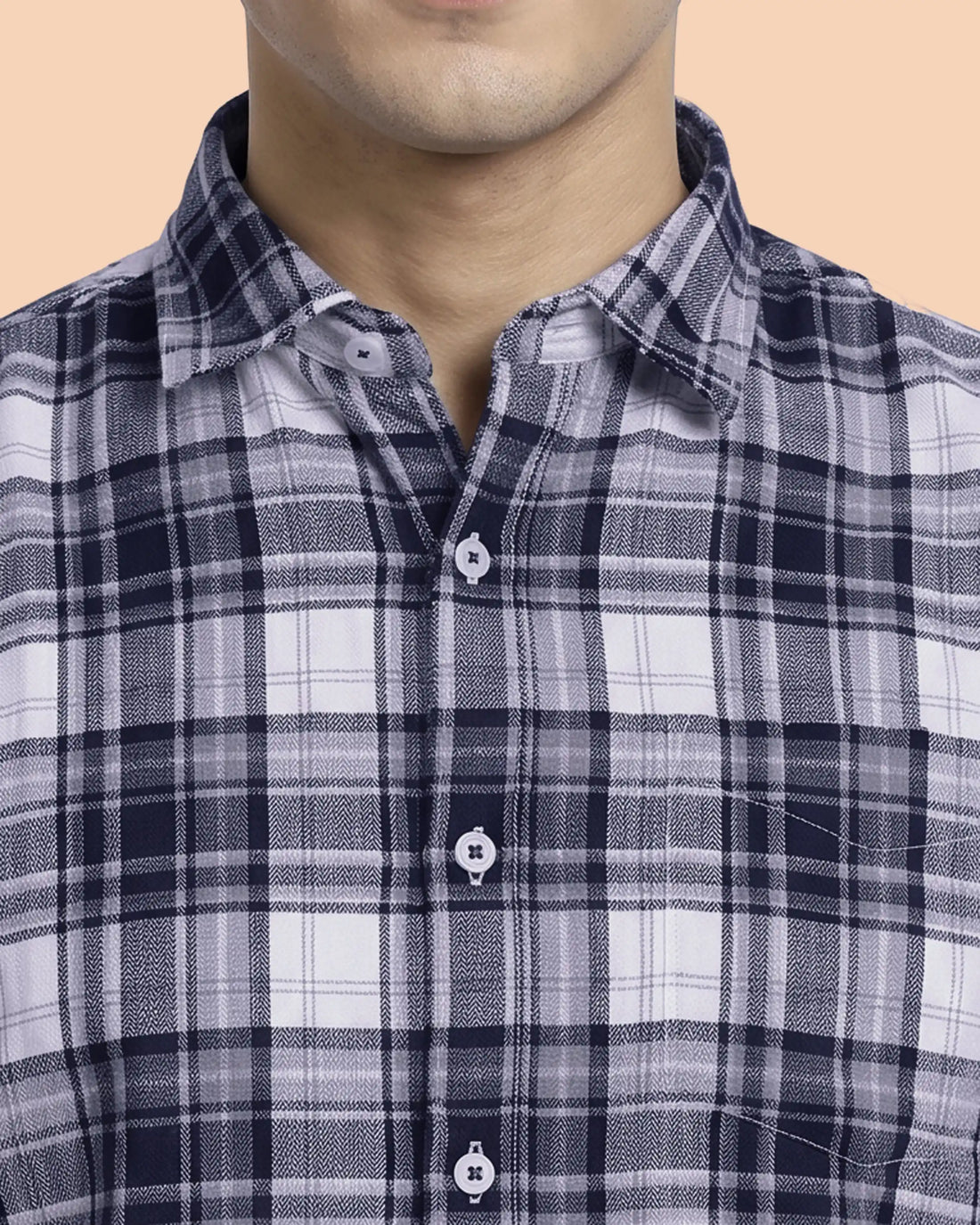 Nativebull Men’s Slim Fit Checked Short Sleeve Casual Shirt with Button Down Collar - Blue