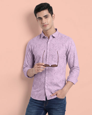 Nativebull Men’s Paisley & Floral Printed Cotton Full Sleeve Casual Shirt with Button Down Collar - Pink
