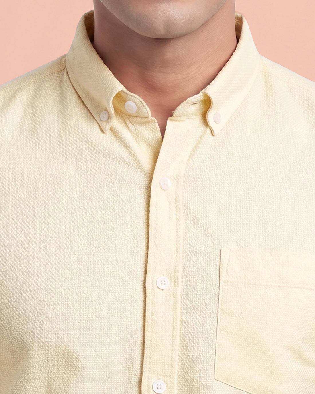 Nativebull Men's Slim Fit Solid Casual Shirt with Full Sleeves Spread Collar Button Down Front - Yellow