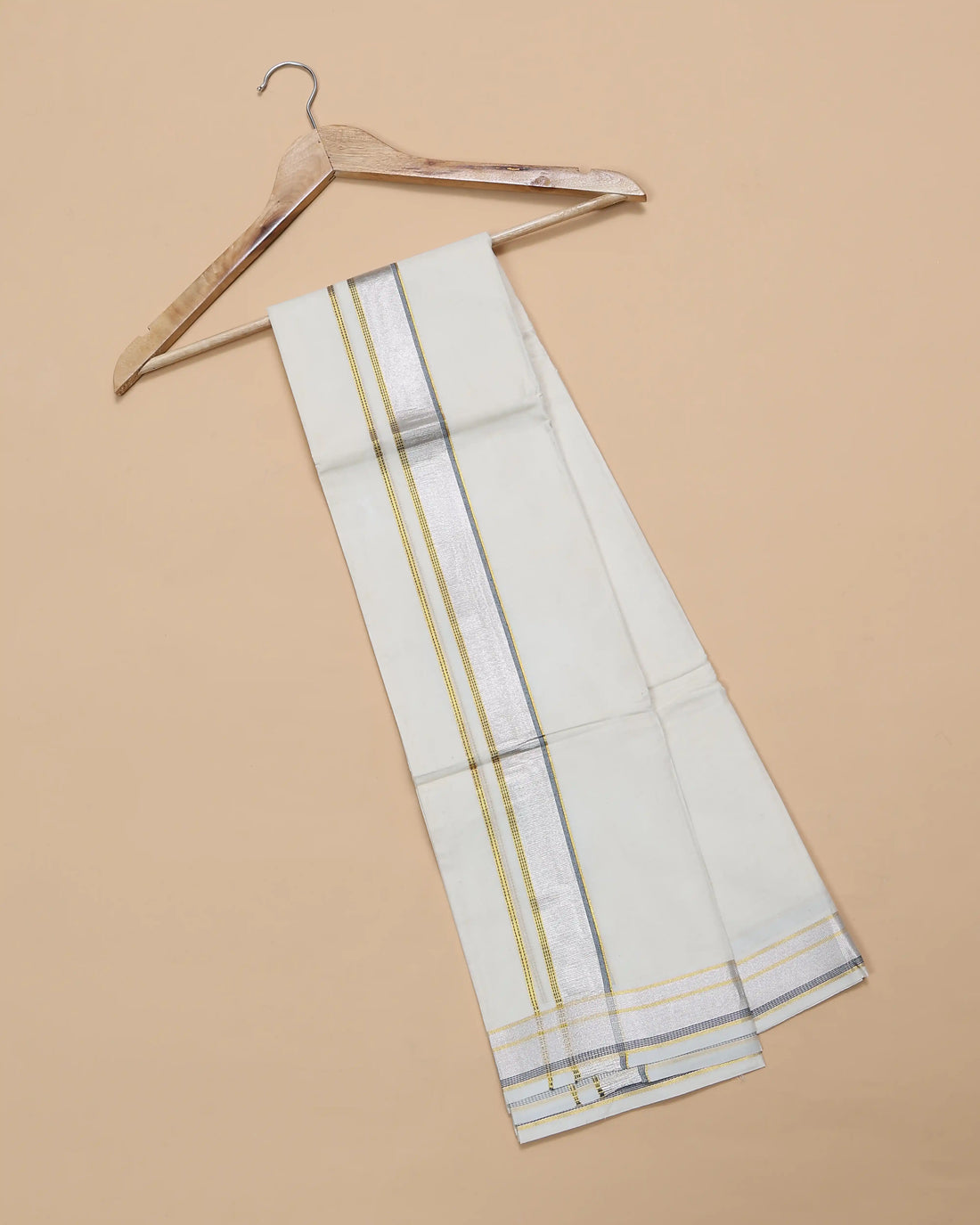 Men’s Traditional Handloom Cotton Dhoti | Family Function, Temple Visit, Wedding Function | Jeyachandran - Off White