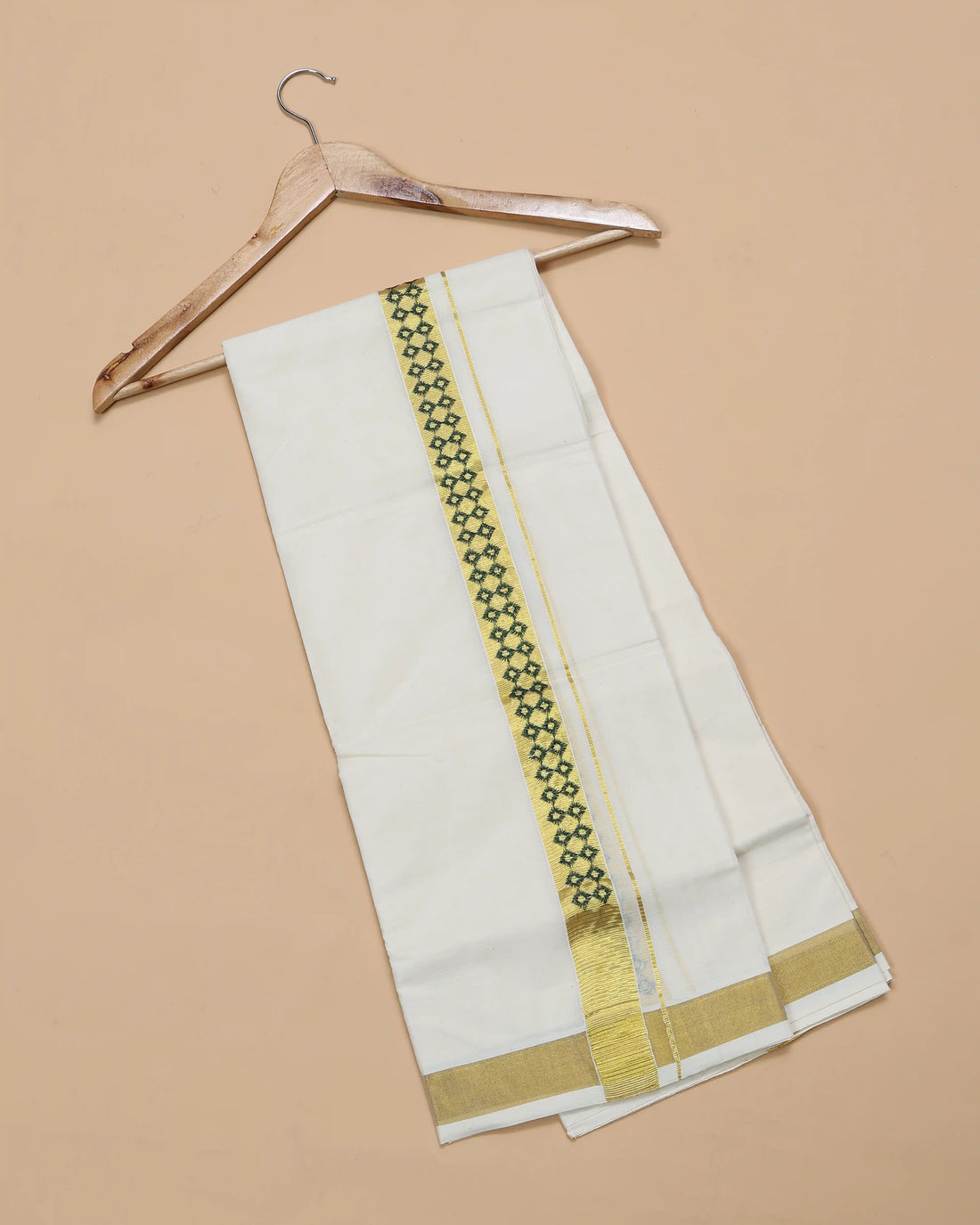Men’s Traditional Handloom Cotton Dhoti | Family Function, Temple Visit, Wedding Function | Jeyachandran - Off White