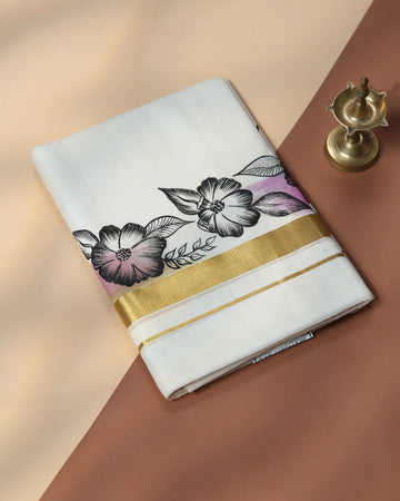 Men’s Traditional Handloom Cotton Dhoti | Family Function, Temple Visit, Wedding Function | Jeyachandran - Off White