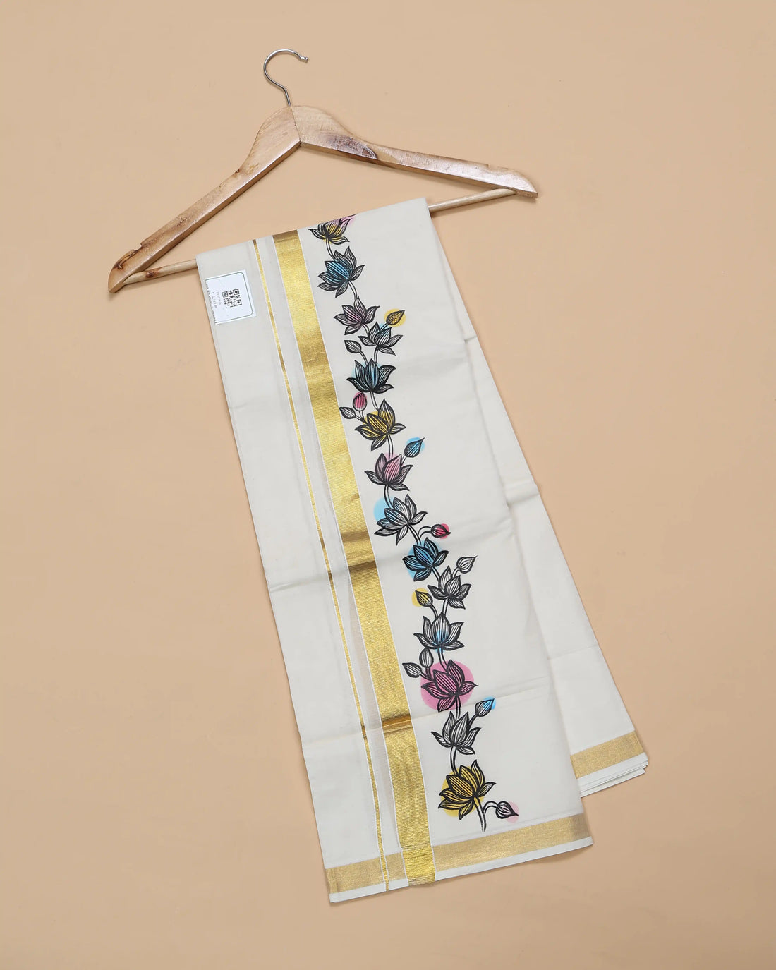 Men’s Traditional Handloom Cotton Dhoti | Family Function, Temple Visit, Wedding Function | Jeyachandran - Off White