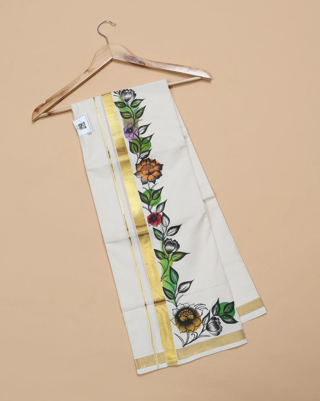 Men’s Traditional Handloom Cotton Dhoti | Family Function, Temple Visit, Wedding Function | Jeyachandran - Off White