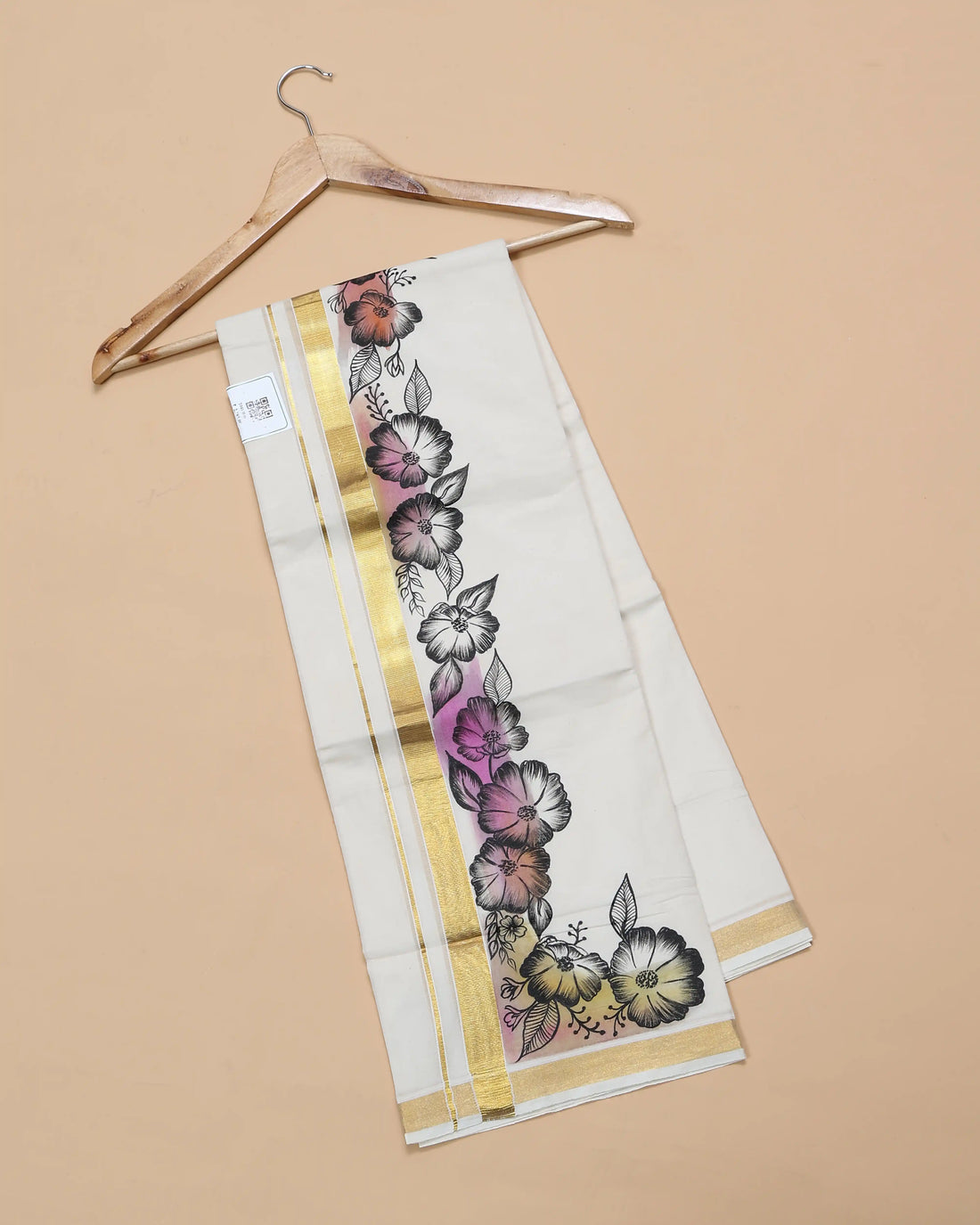 Men’s Traditional Handloom Cotton Dhoti | Family Function, Temple Visit, Wedding Function | Jeyachandran - Off White