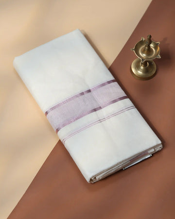 Men’s Traditional Handloom Cotton Dhoti | Family Function, Temple Visit, Wedding Function | Jeyachandran - Off White