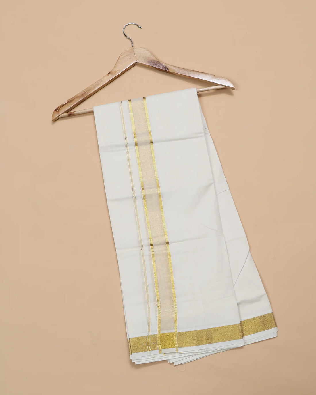 Men’s Traditional Handloom Cotton Dhoti | Family Function, Temple Visit, Wedding Function | Jeyachandran - Off White