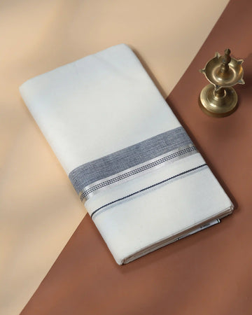Men’s Traditional Handloom Cotton Dhoti | Family Function, Temple Visit, Wedding Function | Jeyachandran - Off White