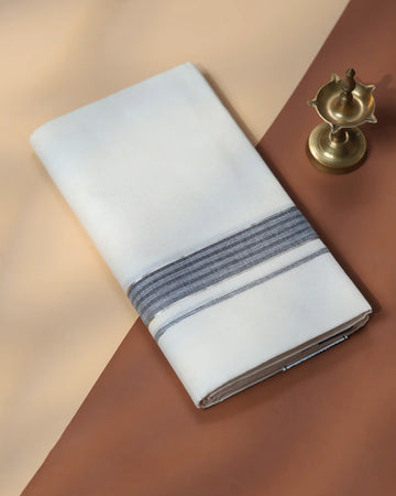 Men’s Traditional Handloom Cotton Dhoti | Family Function, Temple Visit, Wedding Function | Jeyachandran - Off White