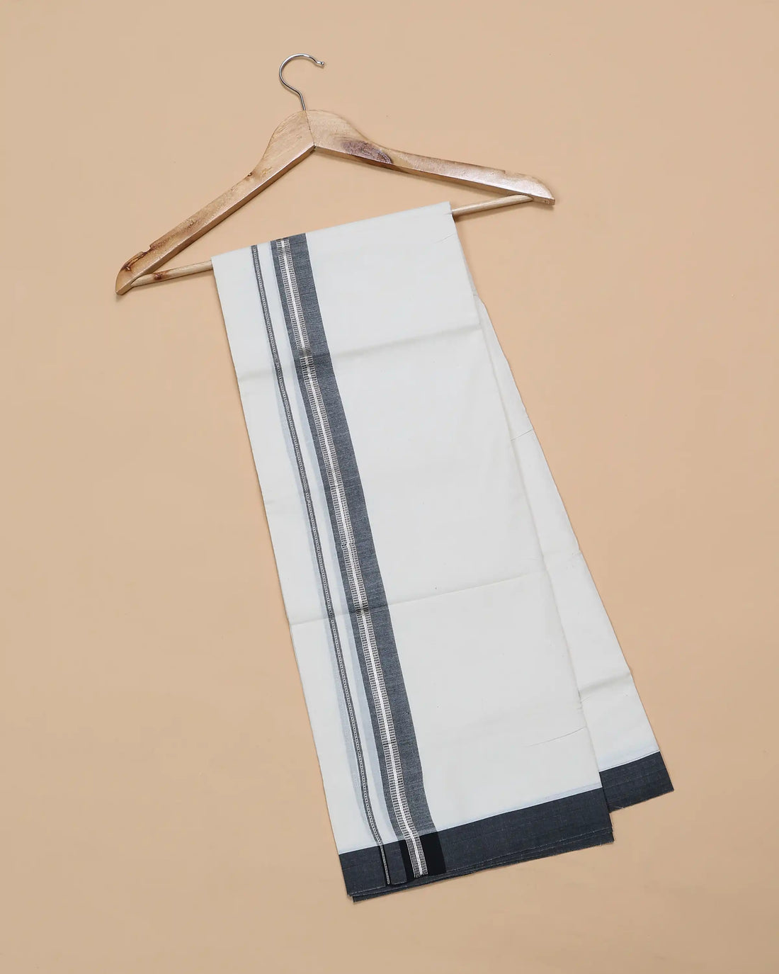Men’s Traditional Handloom Cotton Dhoti | Family Function, Temple Visit, Wedding Function | Jeyachandran - Off White