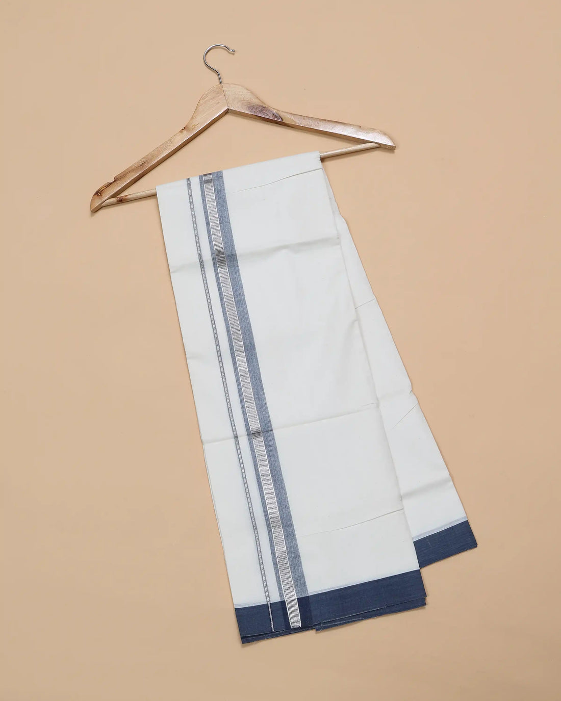 Men’s Traditional Handloom Cotton Dhoti | Family Function, Temple Visit, Wedding Function | Jeyachandran - Off White