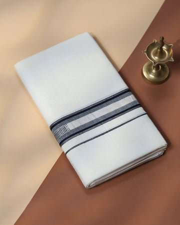 Men’s Traditional Handloom Cotton Dhoti | Family Function, Temple Visit, Wedding Function | Jeyachandran - Off White