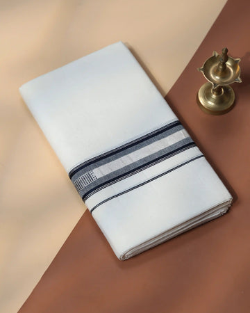 Men’s Traditional Handloom Cotton Dhoti | Family Function, Temple Visit, Wedding Function | Jeyachandran - Off White