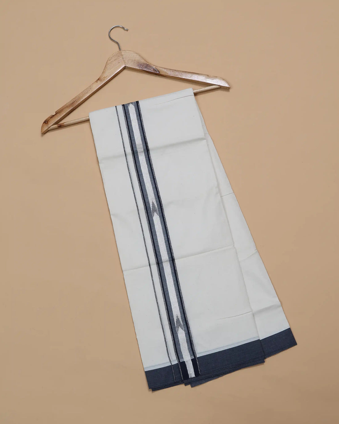 Men’s Traditional Handloom Cotton Dhoti | Family Function, Temple Visit, Wedding Function | Jeyachandran - Off White