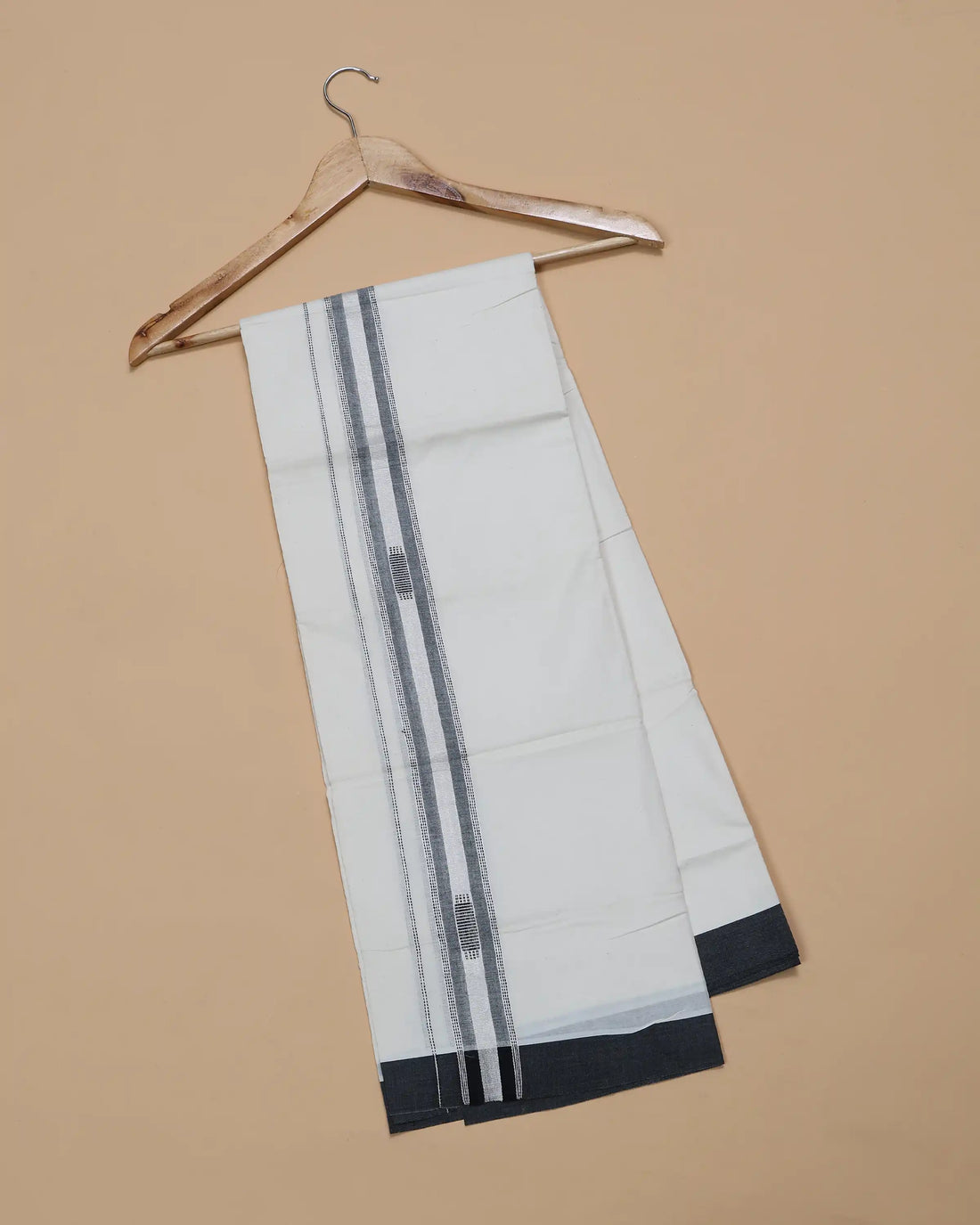 Men’s Traditional Handloom Cotton Dhoti | Family Function, Temple Visit, Wedding Function | Jeyachandran - Off White
