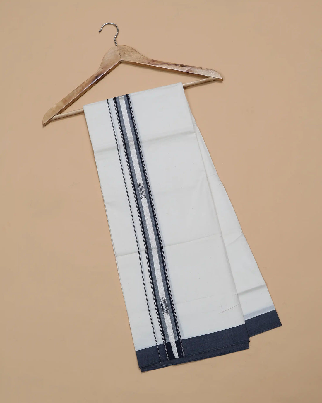 Men’s Traditional Handloom Cotton Dhoti | Family Function, Temple Visit, Wedding Function | Jeyachandran - Off White