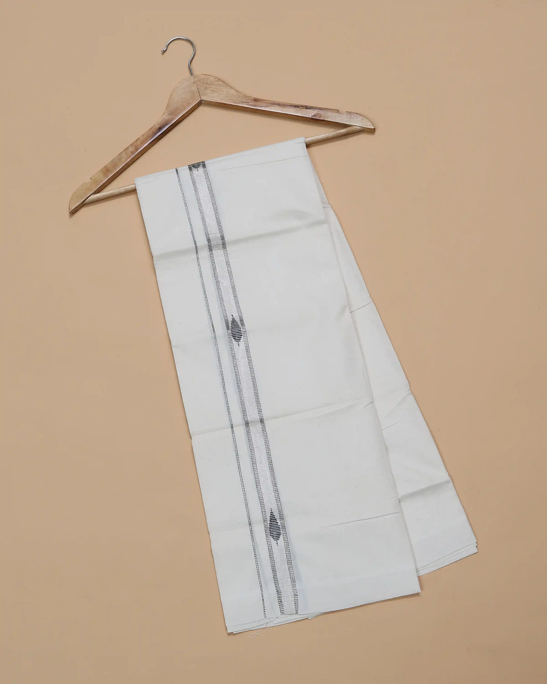 Men’s Traditional Handloom Cotton Dhoti | Family Function, Temple Visit, Wedding Function | Jeyachandran - Off White