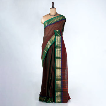 Brown Kanchi Cotton Saree for Women | Festive Traditional Collection | Jeyachandran -Full View
