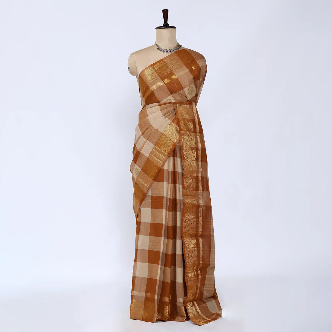 Brown Chettinad Cotton Sarees for Women | Office Wear Daily Wear & Special Occasion | Jeyachandran - Full View